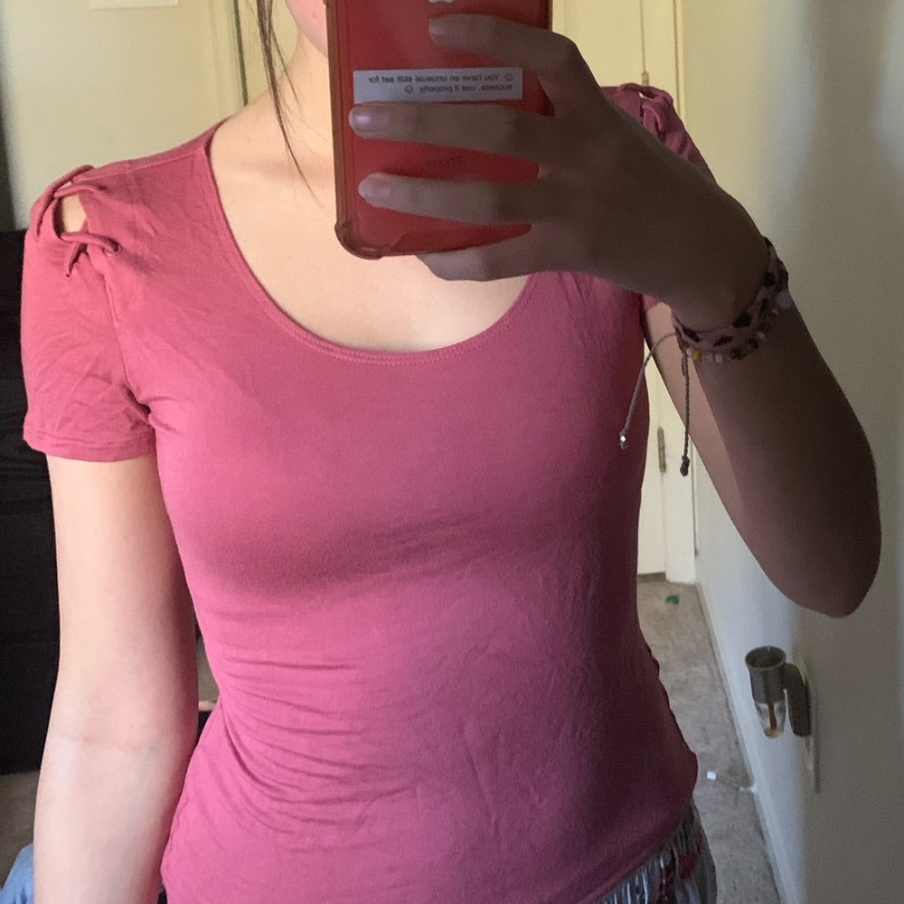 pink tank top with string shoulder